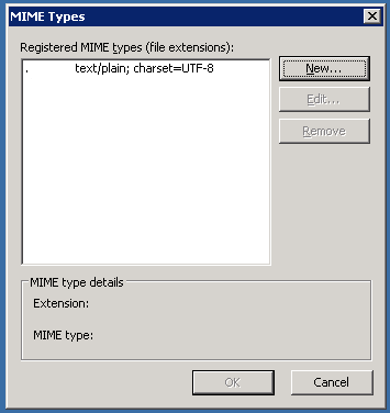 IIS MIME dialog